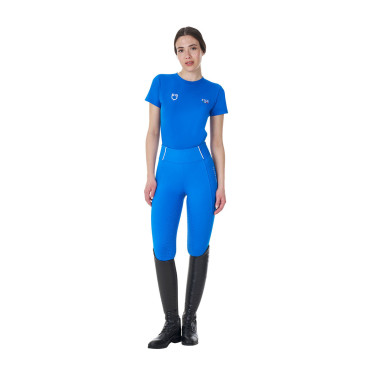 Dames T-shirt Equestro x FISE slim fit met korte mouwen Blauw van Savoye