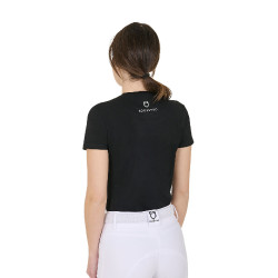 Dames T-shirt Equestro Wild Heart van katoen met korte mouwen Zwart