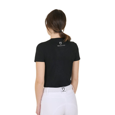 Dames T-shirt Equestro Wild Heart van katoen met korte mouwen Zwart