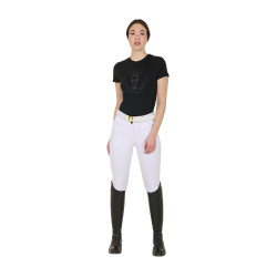 Dames T-shirt Equestro Wild Heart van katoen met korte mouwen Zwart