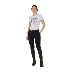 Dames T-shirt Equestro Wild Flower van katoen met korte mouwen Wit