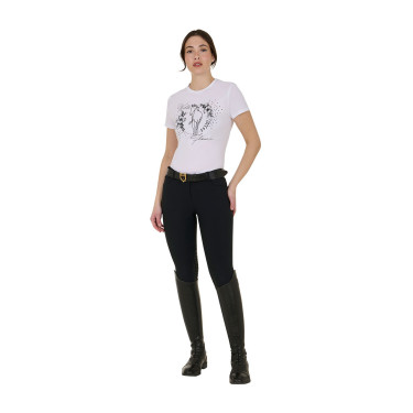 Dames T-shirt Equestro Wild Flower van katoen met korte mouwen Wit