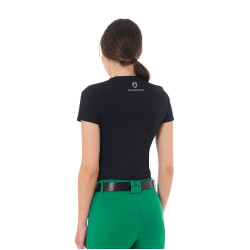 Dames T-shirt Equestro Stripe Horse Club katoen met korte mouwen Zwart Dames T-shirt Equestro Stripe Horse Club katoen met korte mouwen Zwart
