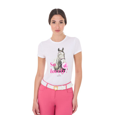 Dames T-shirt Equestro So Lovely van katoen met korte mouwen Wit