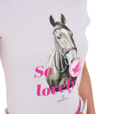 Dames T-shirt Equestro So Lovely van katoen met korte mouwen Wit