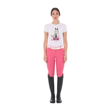 Dames T-shirt Equestro So Lovely van katoen met korte mouwen Wit