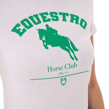 Dames T-shirt Equestro Jumping Horse Club katoen korte mouwen Wit