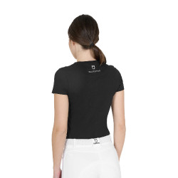 Dames T-shirt Equestro Head In The Clouds van katoen met korte mouwen Zwart
