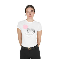 Dames T-shirt Equestro Head In The Clouds van katoen met korte mouwen Wit
