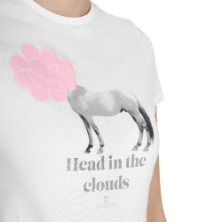 Dames T-shirt Equestro Head In The Clouds van katoen met korte mouwen Wit