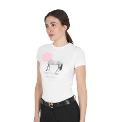 Dames T-shirt Equestro Head In The Clouds van katoen met korte mouwen Wit