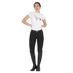 Dames T-shirt Equestro Head In The Clouds van katoen met korte mouwen Wit