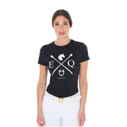 Dames T-shirt Equestro EQ katoen korte mouwen Zwart