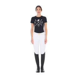 Dames T-shirt Equestro EQ katoen korte mouwen Zwart