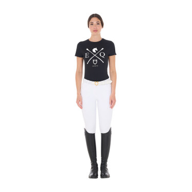 Dames T-shirt Equestro EQ katoen korte mouwen Zwart