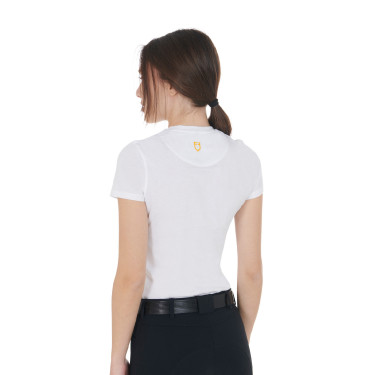 Dames-T-shirt Equestro slim-fit met Moonlight-print, korte mouwen Wit