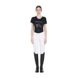 Dames T-shirt Equestro slim fit Horse Life met strass, korte mouwen Zwart Dames T-shirt Equestro slim fit Horse Life met strass, korte mouwen Zwart