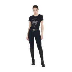 Dames rijshirt Equestro slim fit dressuur met strass