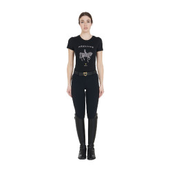 Dames rijshirt Equestro slim fit dressuur met strass