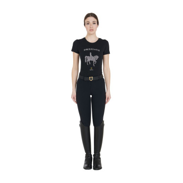 Dames rijshirt Equestro slim fit dressuur met strass