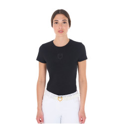 Dames T-shirt Equestro basic toon-op-toon korte mouwen Zwart