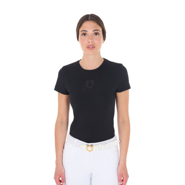 Dames T-shirt Equestro basic toon-op-toon korte mouwen Zwart