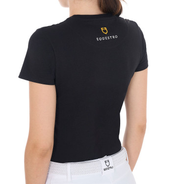 Dames T-shirt Equestro basic toon-op-toon korte mouwen Zwart