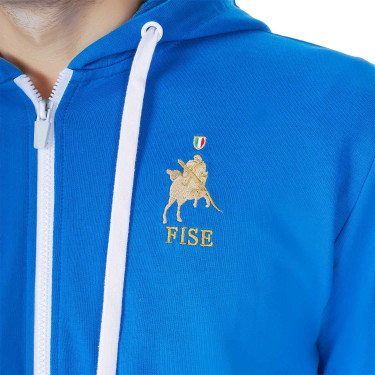 Heren fleece sweater Equestro x FISE Blauw van Savoye
