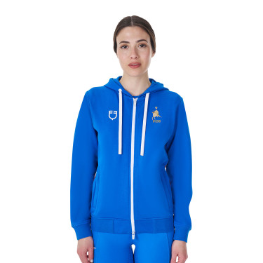 Dames fleece sweater Equestro x FISE Blauw van Savoye