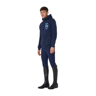 Heren-sweater Equestro EQ met frontale ritssluiting Marineblazer Marineblauw