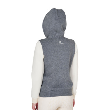 Dames sweatshirt Equestro EQ tweekleurig met ritssluiting aan de voorkant Gemêleerd grijs / antiek wit