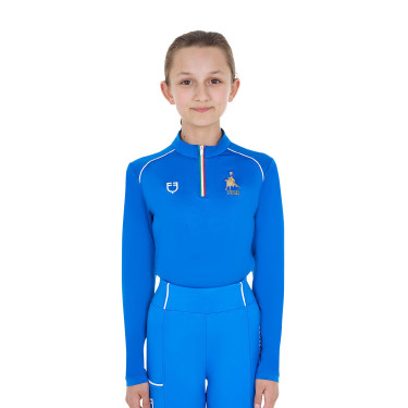 Unisex kindershirt met lange mouwen Equestro x FISE Blauw van Savoye Unisex kindershirt met lange mouwen Equestro x FISE Blauw van Savoye