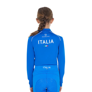 Unisex kindershirt met lange mouwen Equestro x FISE Blauw van Savoye Unisex kindershirt met lange mouwen Equestro x FISE Blauw van Savoye