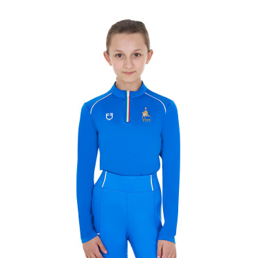 Unisex kindershirt met lange mouwen Equestro x FISE Blauw van Savoye Unisex kindershirt met lange mouwen Equestro x FISE Blauw van Savoye