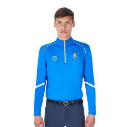 Heren-trainingsbaselayer Equestro x FISE Blauw van Savoye