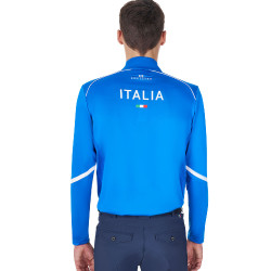 Heren-trainingsbaselayer Equestro x FISE Blauw van Savoye