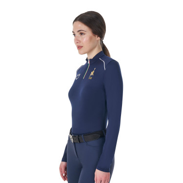 Damesbasislaag voor training Equestro x FISE Marineblazer Marineblauw