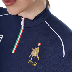 Damesbasislaag voor training Equestro x FISE Marineblazer Marineblauw