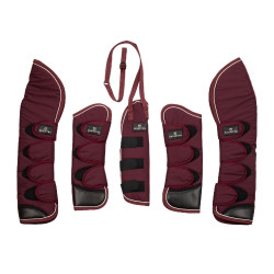 Set transportbeschermers en staartbeschermer Equestro met rubberen patch Bordeaux Set transportbeschermers en staartbeschermer Equestro met rubberen patch Bordeaux