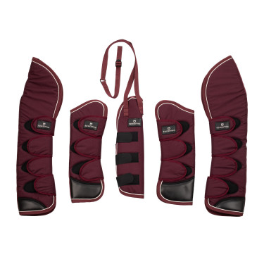 Set transportbeschermers en staartbeschermer Equestro met rubberen patch Bordeaux Set transportbeschermers en staartbeschermer Equestro met rubberen patch Bordeaux