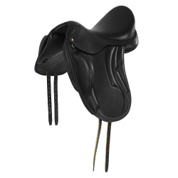 Equestro enkelklep-dressuurzadel van leer Zwart