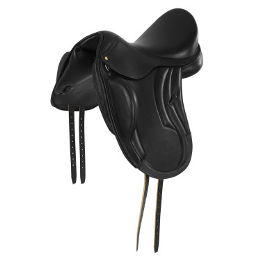 Equestro enkelklep-dressuurzadel van leer Zwart