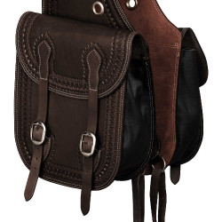 Zadeltas Pool’s Bisaccia Handtooled Donkerbruin