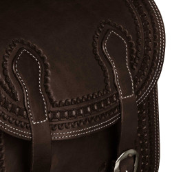 Zadeltas Pool’s Bisaccia Handtooled Donkerbruin