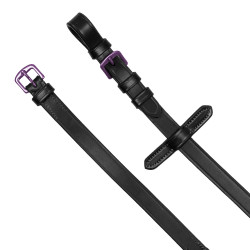 Equestro teugels van leer en rubber paarse fitting Zwart