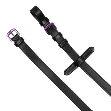 Equestro teugels van leer en rubber paarse fitting Zwart