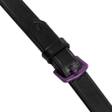 Equestro teugels van leer en rubber paarse fitting Zwart