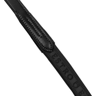 Equestro teugels van leer en rubber paarse fitting Zwart