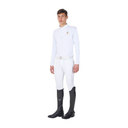 Heren wedstrijdpolo lange mouw Equestro x FISE – paardrijden