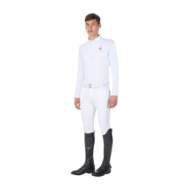 Heren wedstrijdpolo lange mouw Equestro x FISE – paardrijden